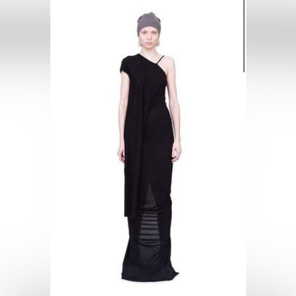 Rick Owens Lilies Black Asymmetrical Jersey Gown | Size 4